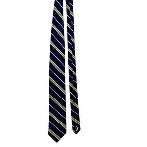 Bonobos Mens Handmade Navy & Yellow Striped 100% Silk Tie